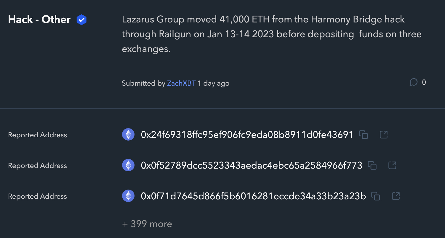 Украденные 41 000 ETH Lazarus Group из Harmony Bridge Hack находятся в пути