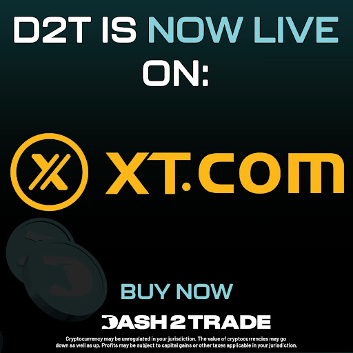 Dash 2 Trade Crypto Lists on 2 More Exchanges, 35 Days Until Product Launch, D2T Price Blasts Up