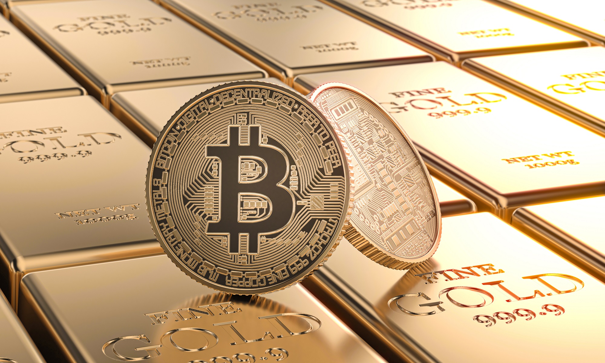 Bitcoin'i temsil eden jetonlar, bir dizi altın külçeye dayanır.