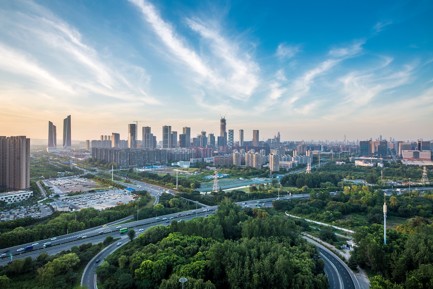 The skyline of Nanjing, Jiangsu Province, China.
