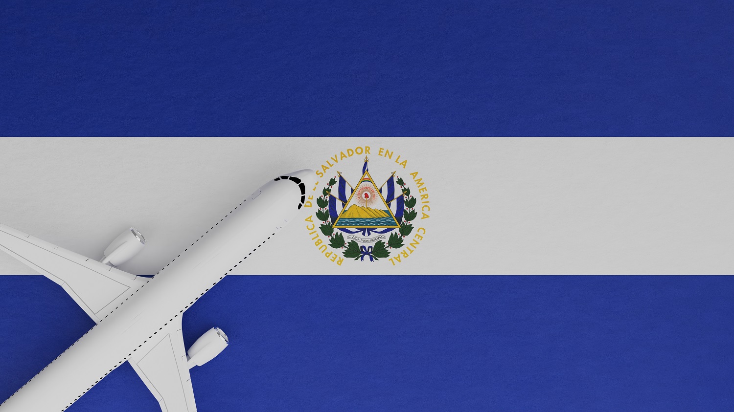 Một cái nhìn từ trên xuống của một chiếc máy bay trên đỉnh quốc kỳ El Salvador.
