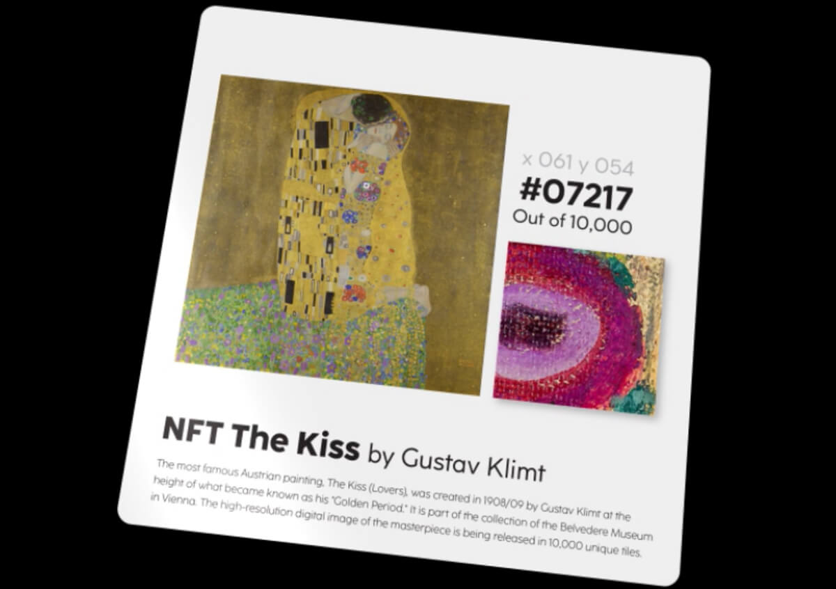 Gustav Klimt's 'The Kiss' Masterpiece is Selling as 10,000 NFTs