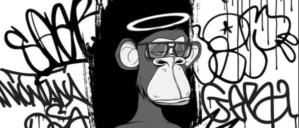 BAYC's Monkeys werden in den Rahmen von IONNYK in Schwarz und Weiß lebendig