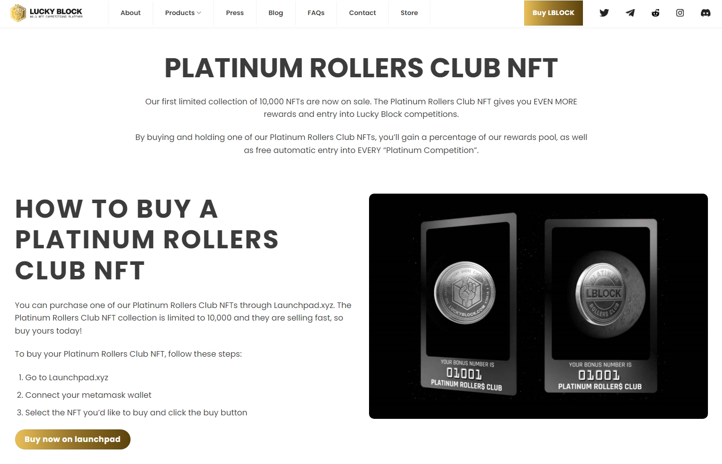 lucky block platinum rollers club site