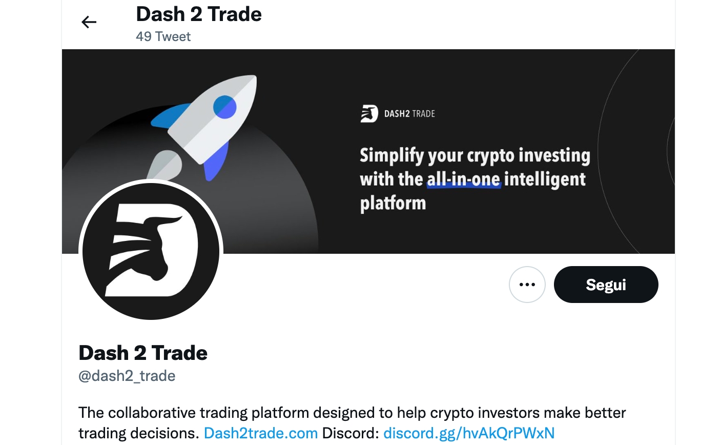 Dash to Trade - pagina Twitter