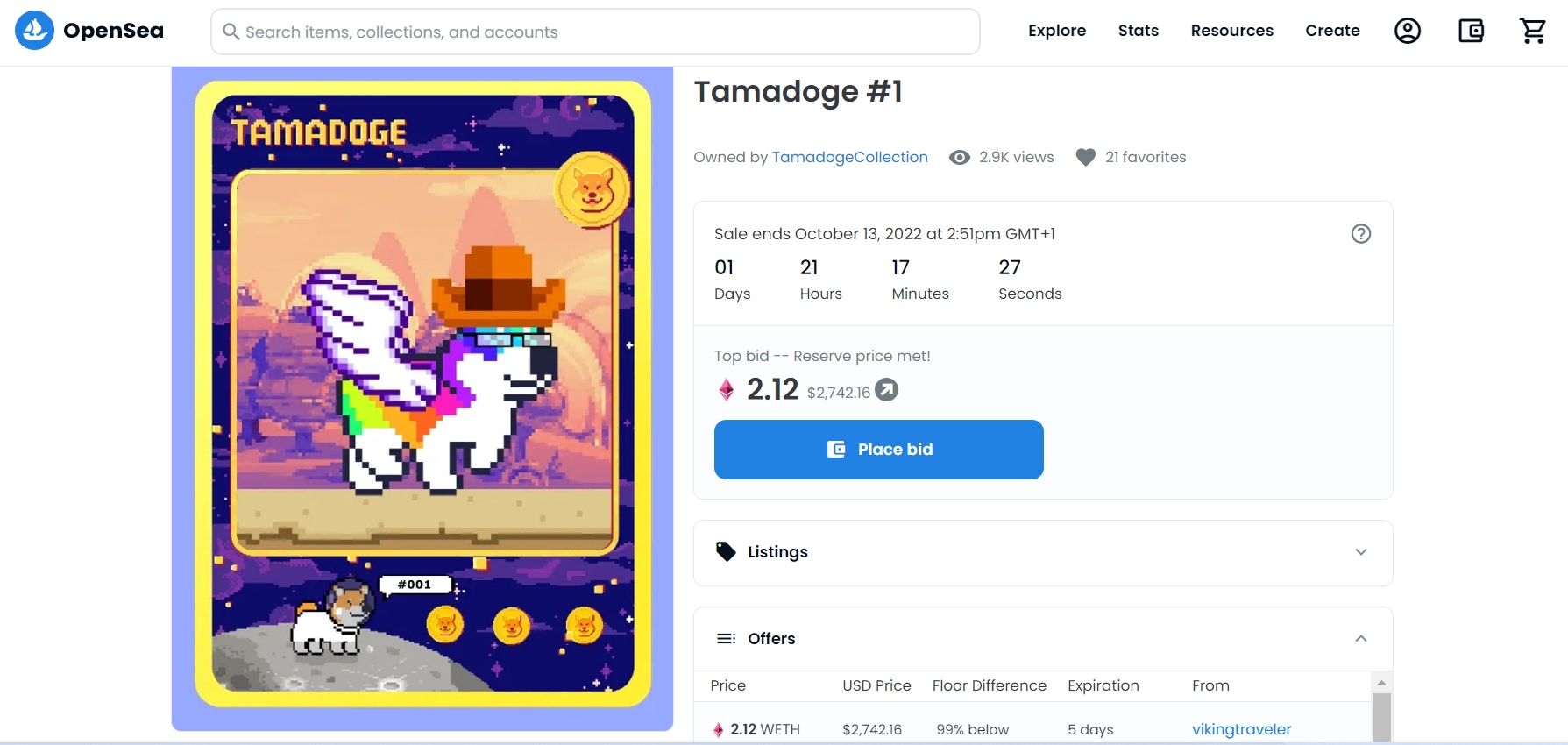 Best bid for Tamadoge’s ultra-rare NFT exceeds ,750 – could this be the next big NFT drop?